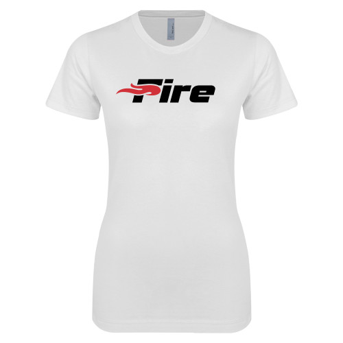  Next Level Womens White Boyfriend Tee - Primary Mark