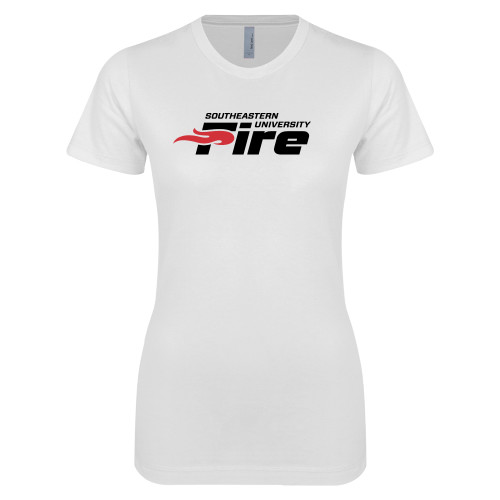  Next Level Womens White Boyfriend Tee - Secondary Mark