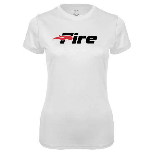  Womens White Performance Tee - Primary Mark
