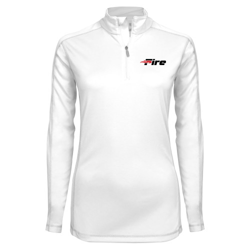 Syntrel Womens White Interlock 1/4 Zip - Primary Mark