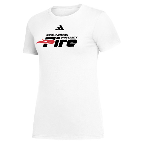  Adidas Womens White Fresh Tee - Secondary Mark
