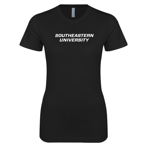  Next Level Womens Black Boyfriend Tee - Wordmark