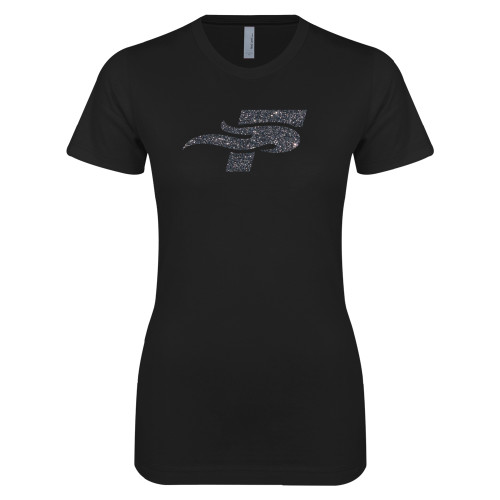  Next Level Womens Black Boyfriend Tee - F Graphite Soft Glitter