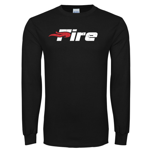  Black Long Sleeve T Shirt - Primary Mark Distressed