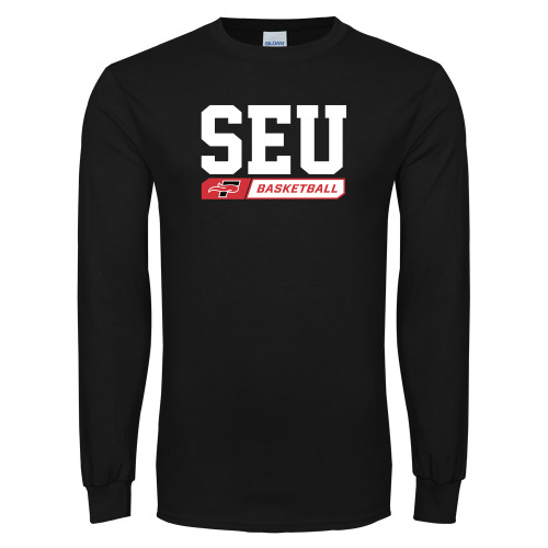  Black Long Sleeve T Shirt - Basketball Design