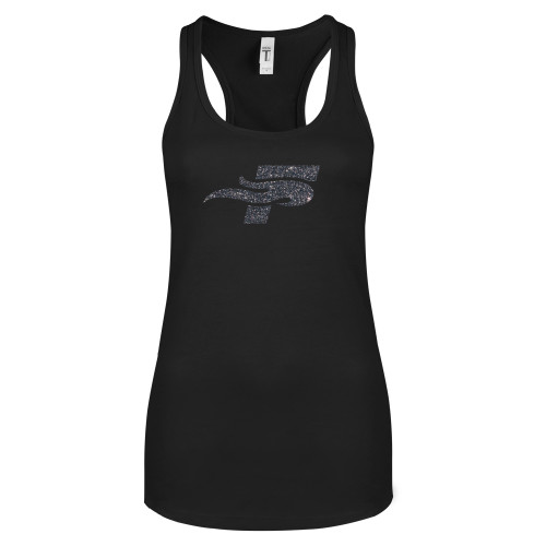  Next Level Womens Black Racerback Tank  - F Graphite Soft Glitter