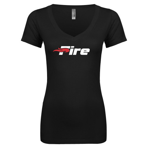  Next Level Womens Black Ideal V Tee - Primary Mark
