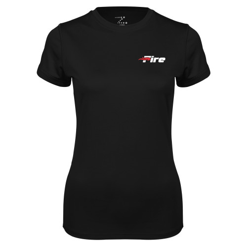 Womens Black Performance Tee - Primary Mark