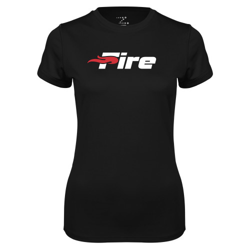  Womens Black Performance Tee - Primary Mark