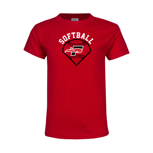  Youth Red T Shirt - Softball Design