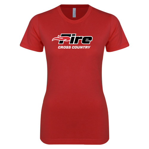  Next Level Womens Red Boyfriend Tee - Cross Country