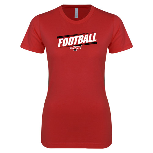  Next Level Womens Red Boyfriend Tee - Football Design