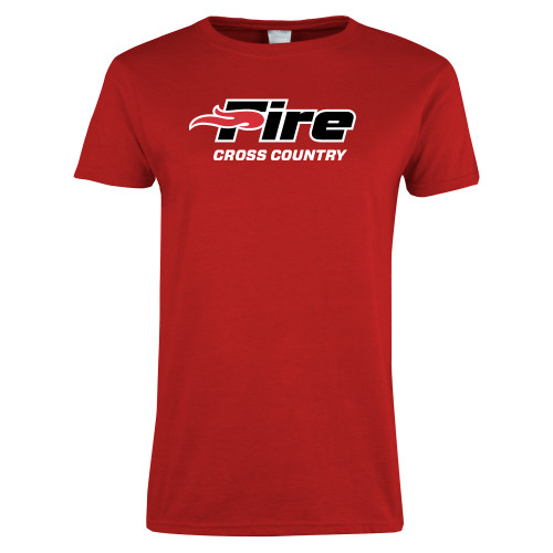  Womens Short Sleeve Red Tee - Cross Country