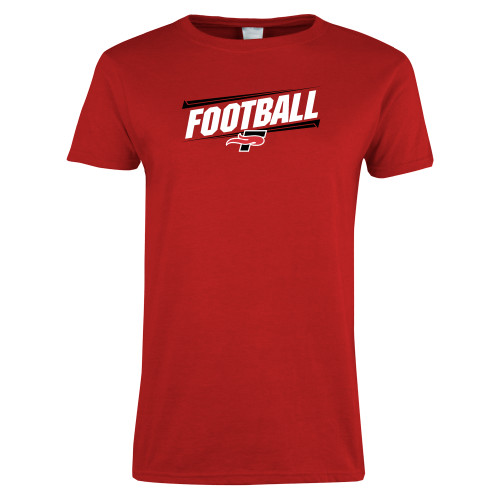  Womens Short Sleeve Red Tee - Football Design