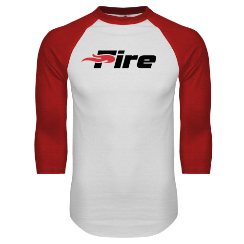 Southeastern White/Red Raglan Baseball T Shirt