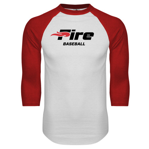  White/Red Raglan Baseball T Shirt - Baseball
