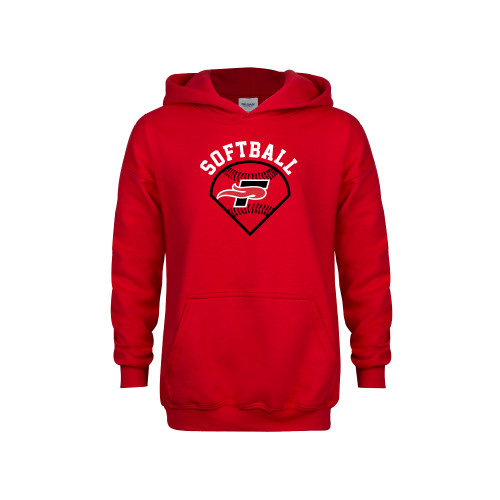  Youth Red Fleece Hoodie - Softball Design