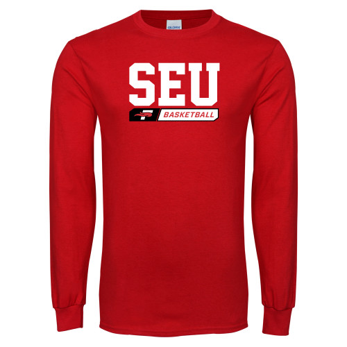  Red Long Sleeve T Shirt - Basketball Design