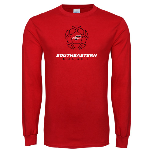  Red Long Sleeve T Shirt - Soccer Design