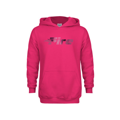  Youth Hot Pink Fleece Hoodie - Primary Mark  Foil