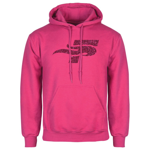  Womens Fuchsia Fleece Hoodie - F Hot Pink Glitter
