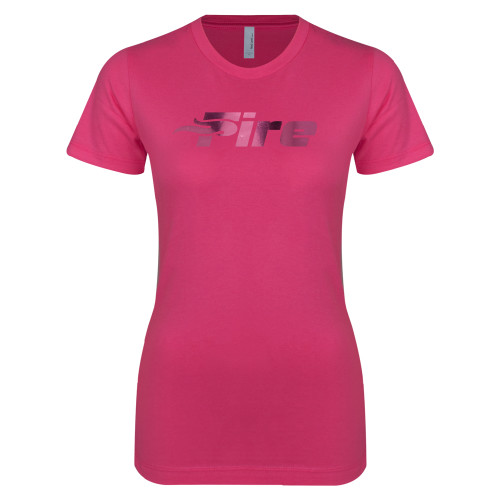  Next Level Womens Fuchsia Boyfriend Tee - Primary Mark  Foil
