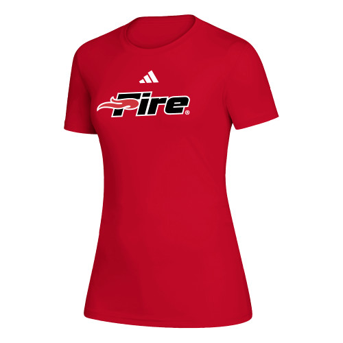  Adidas Womens Red Creator Performance Tee - Primary Mark