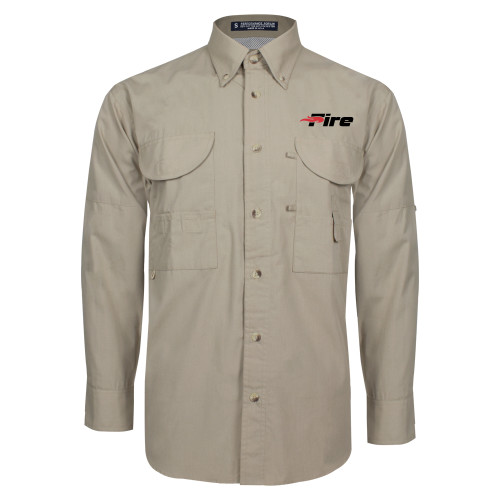 Khaki Fishing Shirt Performance Long Sleeve - Primary Mark