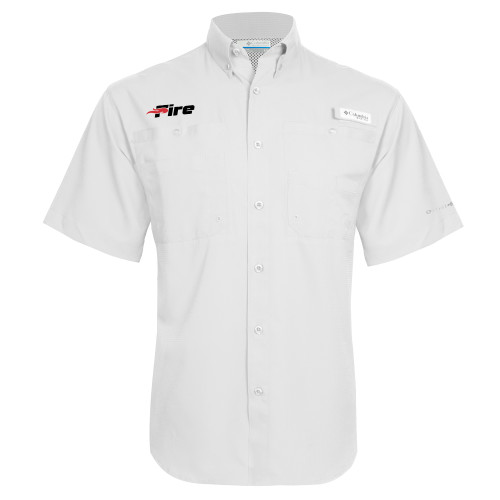  Columbia White Tamiami Performance Short Sleeve Shirt - Primary Mark