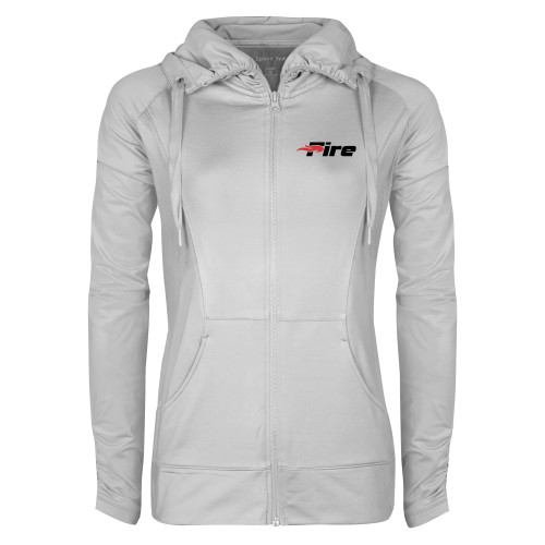  Womens White Sport Wick Stretch Full Zip Jacket - Primary Mark
