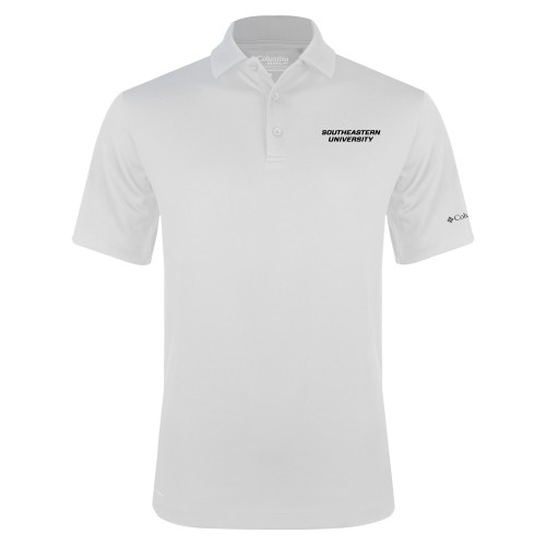  Columbia White Omni Wick Drive Polo - Wordmark