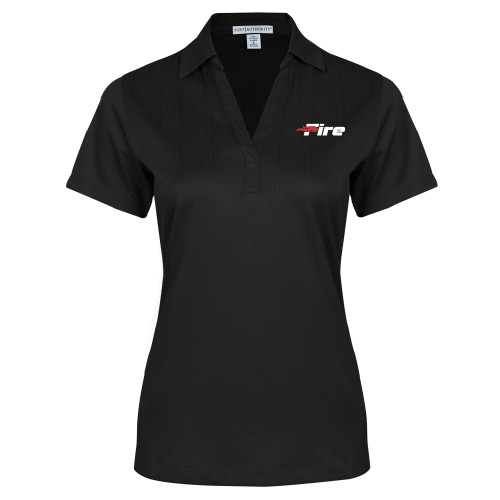  Womens Black Performance Fine Jacquard Polo - Primary Mark