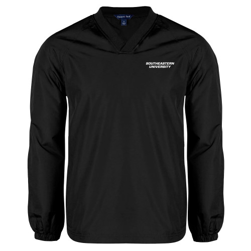  Black V Neck Raglan Windshirt - Wordmark