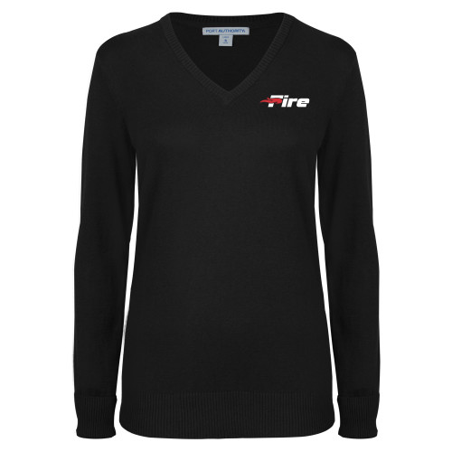  Womens Black VNeck Sweater - Primary Mark
