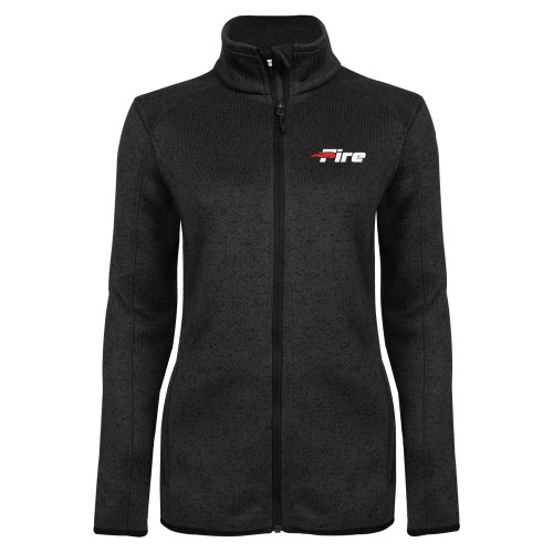  Womens Black Heather Fleece Jacket - Primary Mark