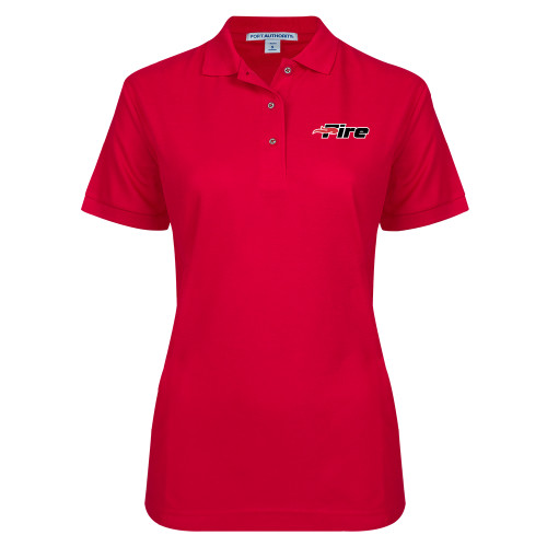  Womens Silk Touch Red Pique Polo - Primary Mark