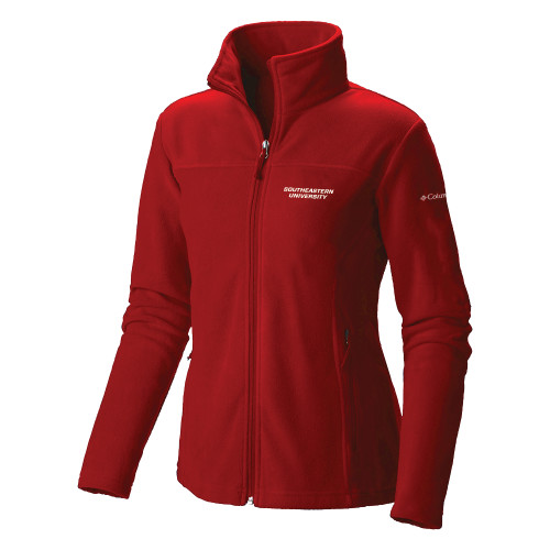  Columbia Womens Red Full Zip Fleece Jacket - Wordmark