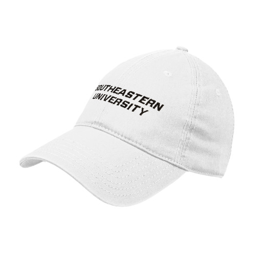  White Unstructured Adjustable Low Profile Hat - Wordmark