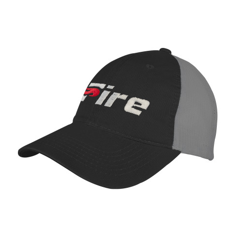  Black/Charcoal Mesh Back Unstructured Low Profile Hat - Primary Mark