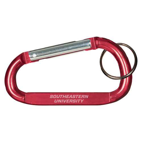  Red Carabiner with Split Ring - Wordmark  Engraved