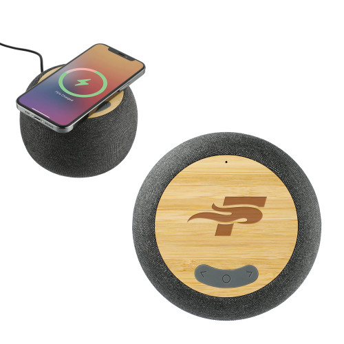  Garm Fabric & Bamboo Speaker with Wireless Charging - F  Engraved