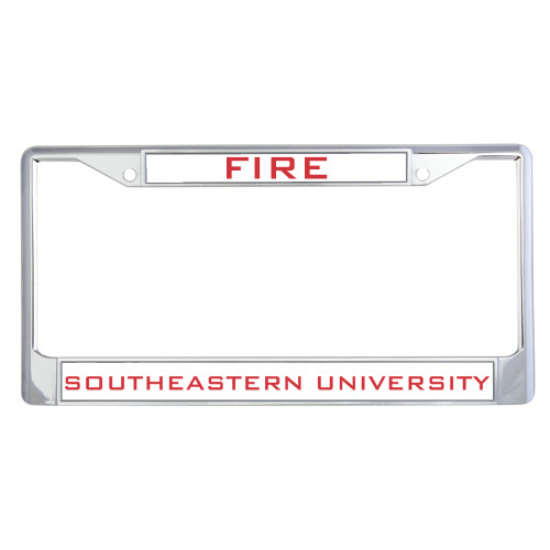  Metal License Plate Frame in Chrome - Fire