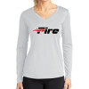 Thumbnail image for  Womens White Performance Long Sleeve V Neck Shirt