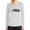 Thumbnail image for  Womens White Performance Long Sleeve V Neck Shirt