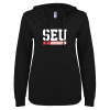 Thumbnail image for  ENZA Womens Black V Notch Raw Edge Fleece Hoodie