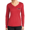 Thumbnail image for  Womens Red Performance Long Sleeve V Neck Shirt