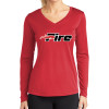Thumbnail image for  Womens Red Performance Long Sleeve V Neck Shirt