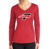 Thumbnail image for  Womens Red Performance Long Sleeve V Neck Shirt
