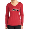 Thumbnail image for  Womens Red Performance Long Sleeve V Neck Shirt