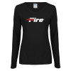 Thumbnail image for  Womens Black Long Sleeve V Neck Tee 